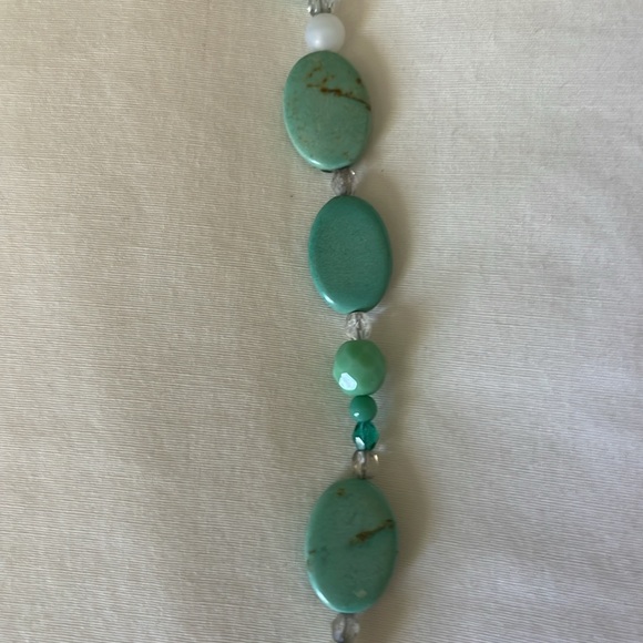 Turquoise and glass bead handmade artisan necklace - Picture 4 of 4